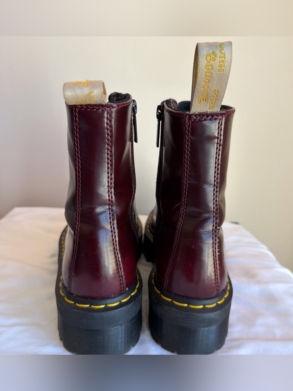 Doc Dr Martens V Jadon II Vegan Cherry Red Platform Boots Womens 8 Mens 7 - Picture 4 of 6